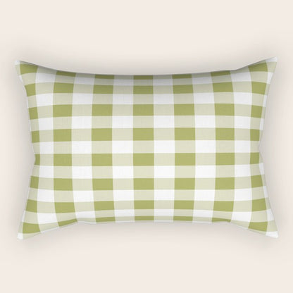 Gingham Large Green White Rectangular Pillow Gallery Image 1