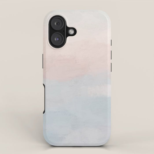Soothing Seas I - Soft Pink and Blue Sunrise Horizon Ocean for Nursery Abstract Coastal Painting Art iPhone Case Gallery Image 1