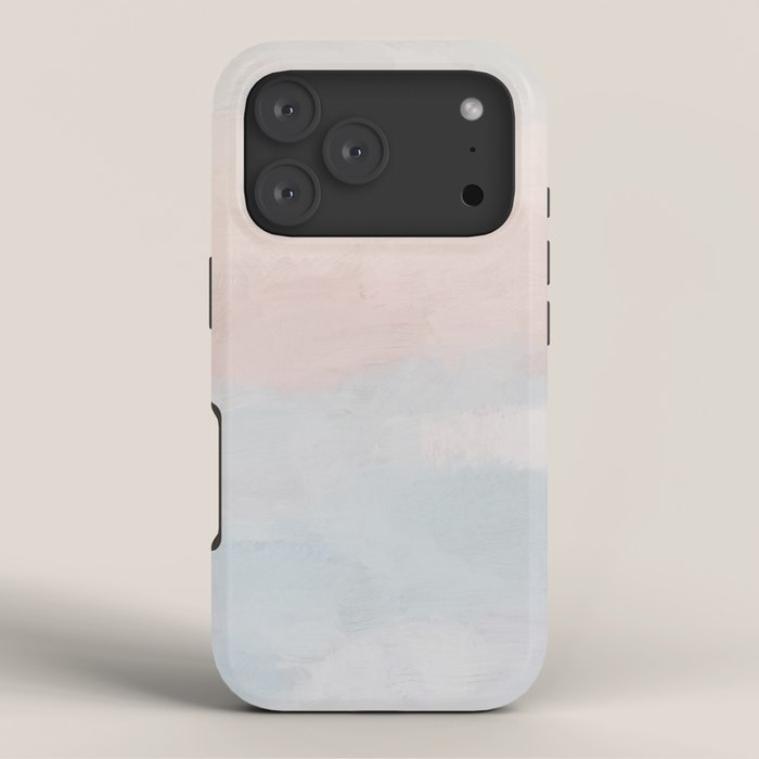Soothing Seas I - Soft Pink and Blue Sunrise Horizon Ocean for Nursery Abstract Coastal Painting Art iPhone Case Gallery Image 3