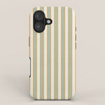 Vintage Cabana Stripe Sage Mint Green And Gold Retro Boho Coastal Beach Vibe iPhone Case Gallery Image 1