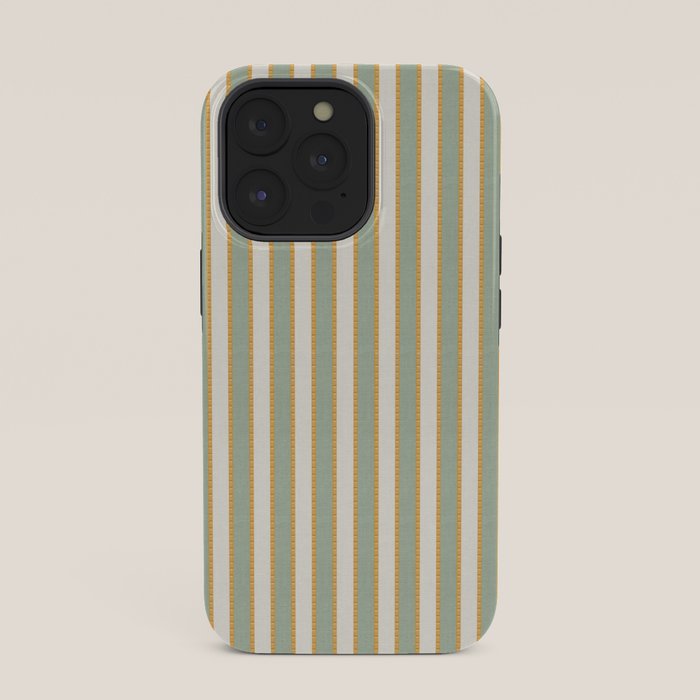 Vintage Cabana Stripe Sage Mint Green And Gold Retro Boho Coastal Beach Vibe iPhone Case Gallery Image 35