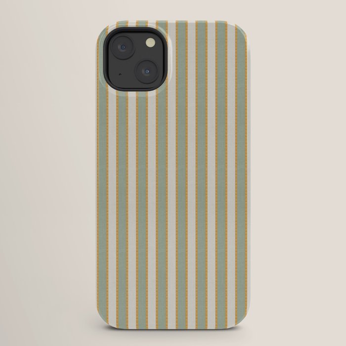 Vintage Cabana Stripe Sage Mint Green And Gold Retro Boho Coastal Beach Vibe iPhone Case Gallery Image 26