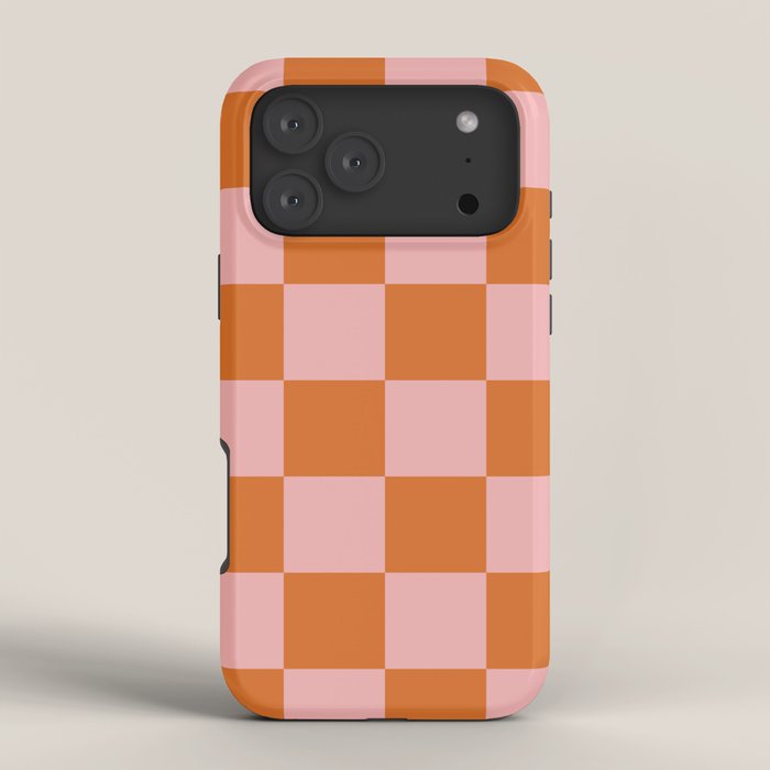 Checkerboard Check Pattern in Pink and Orange iPhone Case Gallery Image 4