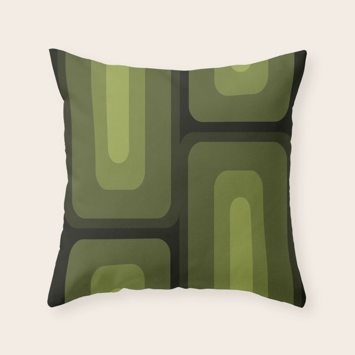 Mid Century Modern Long Rectangles Dark Olive Green Throw Pillow Gallery Image 5