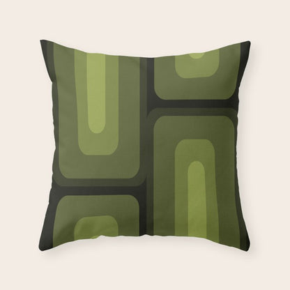 Mid Century Modern Long Rectangles Dark Olive Green Throw Pillow Gallery Image 3