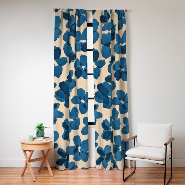 Deep Blue Flowers Window Curtain Gallery Image 4