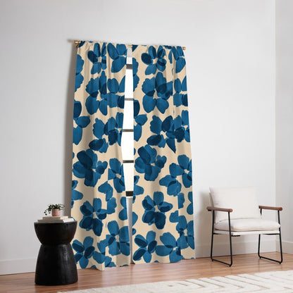 Deep Blue Flowers Window Curtain Gallery Image 6