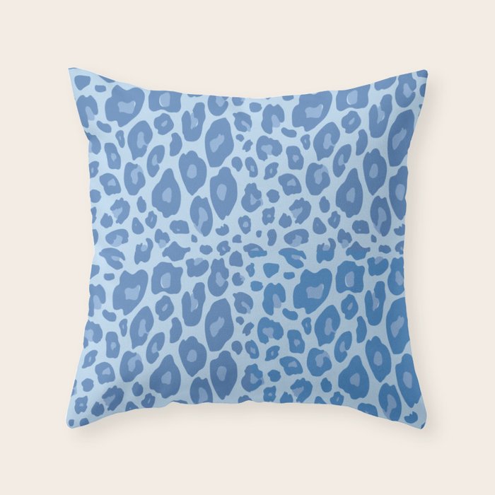 ultra bold leopard blue pastel Throw Pillow Gallery Image 3