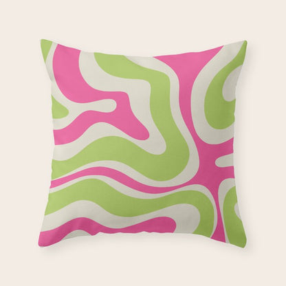 Retro Modern Liquid Swirl in Raspberry Pink and Lime Green Throw Pillow Gallery Image 6