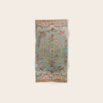 Antique French Rose Blue Aubusson Hand & Bath Towel Gallery Image 1