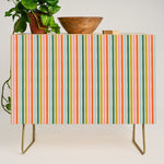 Colorful vintage stripe line art pattern Credenza Gallery Image 1