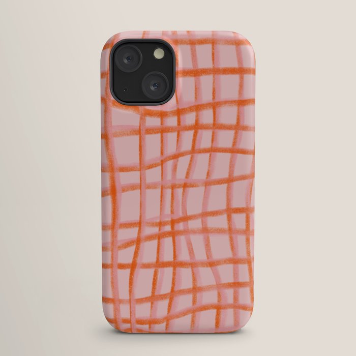 Modern abstract red and pink grids iPhone Case Gallery Image 17
