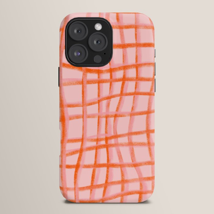 Modern abstract red and pink grids iPhone Case Gallery Image 16
