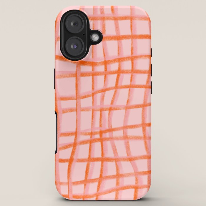 Modern abstract red and pink grids iPhone Case Gallery Image 5