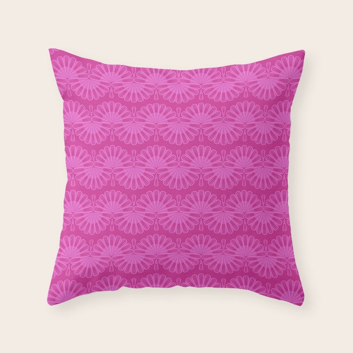 Pink neon bright geometric pattern Throw Pillow Gallery Image 6