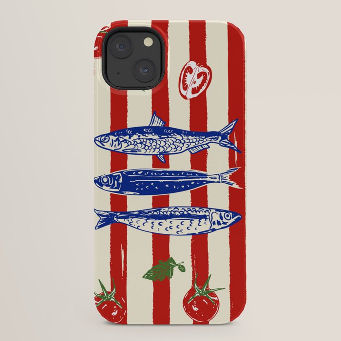 Sardines and Tomato Mediterranean Doodle iPhone Case Gallery Image 30