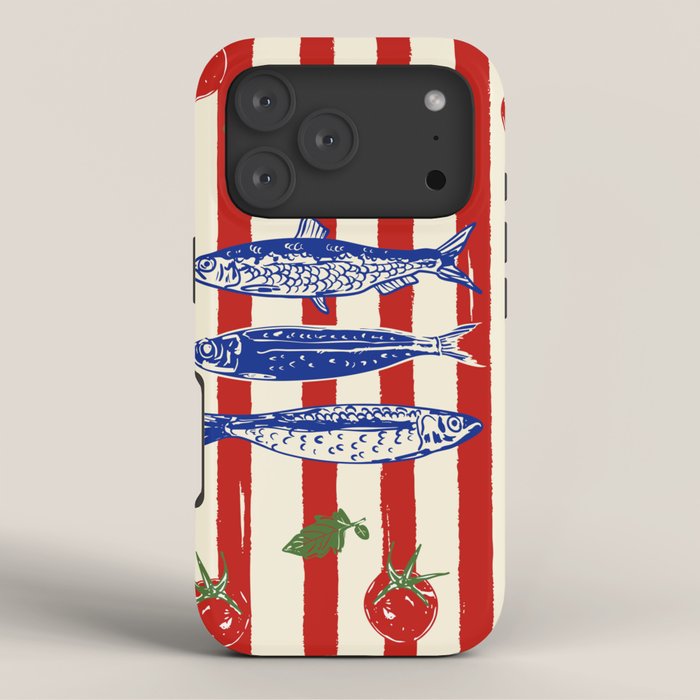 Sardines and Tomato Mediterranean Doodle iPhone Case Gallery Image 3