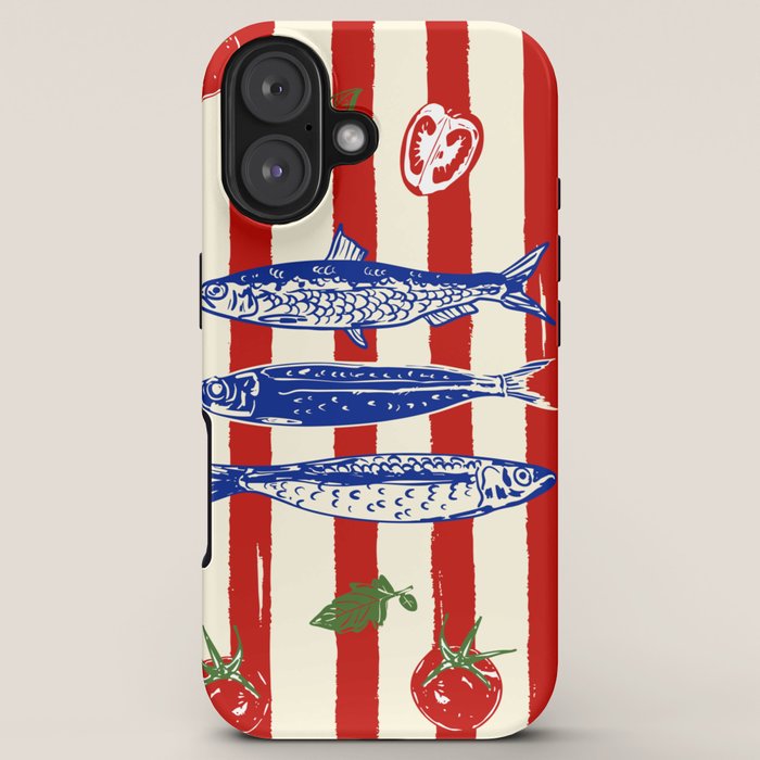 Sardines and Tomato Mediterranean Doodle iPhone Case Gallery Image 5