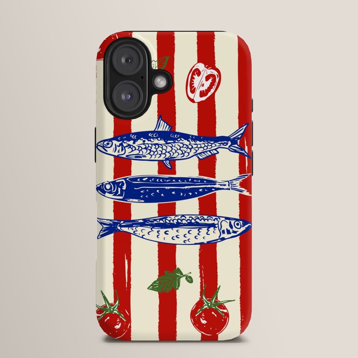 Sardines and Tomato Mediterranean Doodle iPhone Case Gallery Image 13