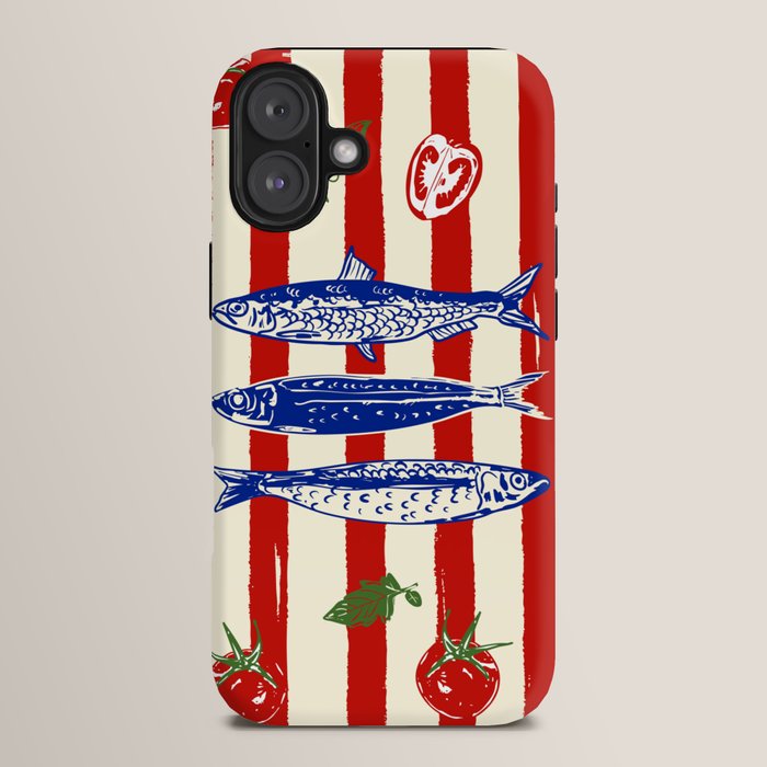 Sardines and Tomato Mediterranean Doodle iPhone Case Gallery Image 14