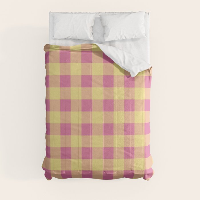 Gingham Large Pink Orange Yellow Comforter Gallery Image 8