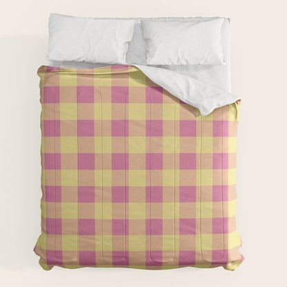 Gingham Large Pink Orange Yellow Comforter Gallery Image 7