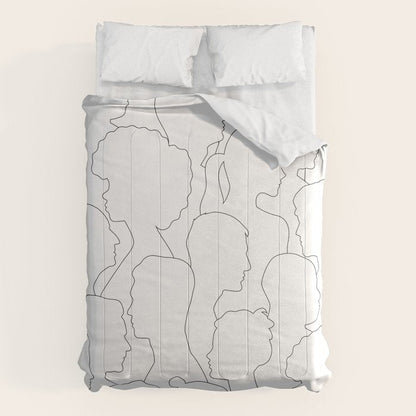 Black and white diverse people crowd pattern Comforter Gallery Image 1