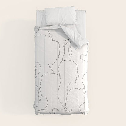 Black and white diverse people crowd pattern Comforter Gallery Image 9