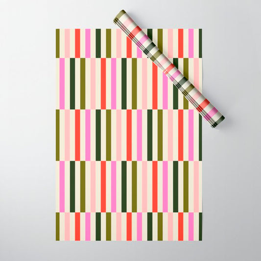 Holly Jolly Stripes Wrapping Paper Gallery Image 1