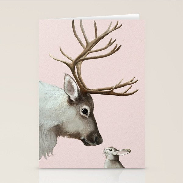 Reindeer and rabbit Stationery Card Gallery Image 1
