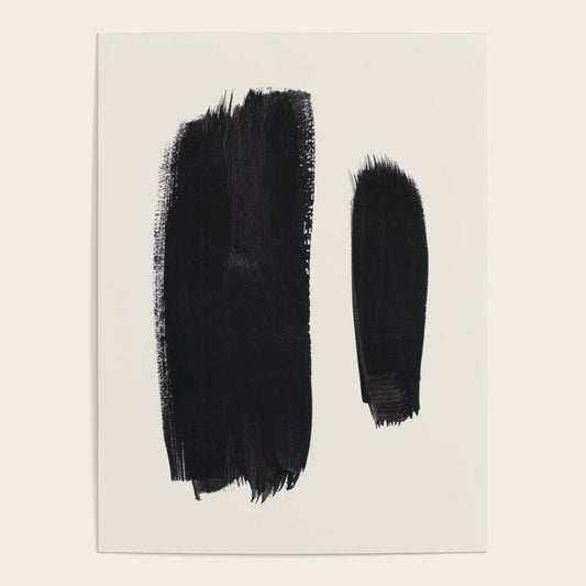 Mid Century Modern Minimalist Abstract Art Brush Strokes Black & White Ink Art Brush Strokes Poster Gallery Image 1