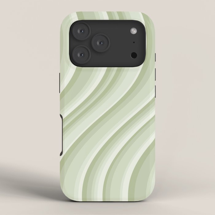 Wavy Stripes XXI - Pastel Natural Green iPhone Case Gallery Image 3