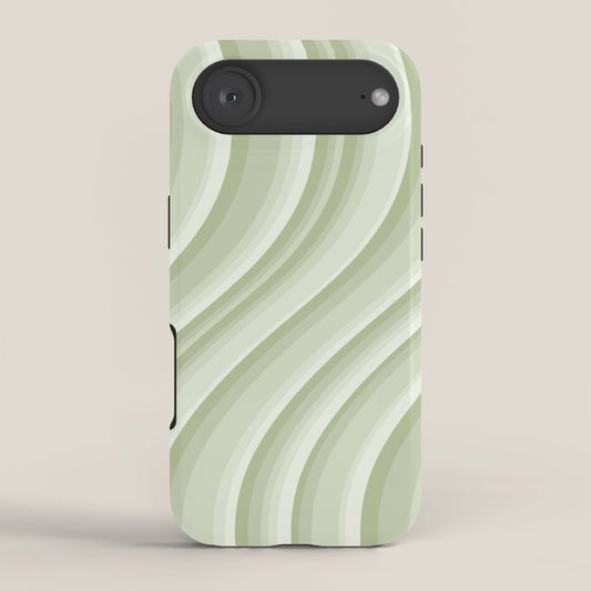 Wavy Stripes XXI - Pastel Natural Green iPhone Case Gallery Image 2