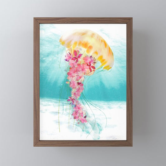 Jellyfish with Flowers Mini Art Print Gallery Image 2