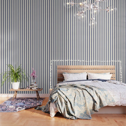 Blue And Cream Striped Wallpaper Gallery Image 1