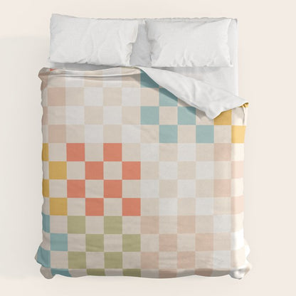 Retro Pastel Check Pattern Duvet Cover Gallery Image 7