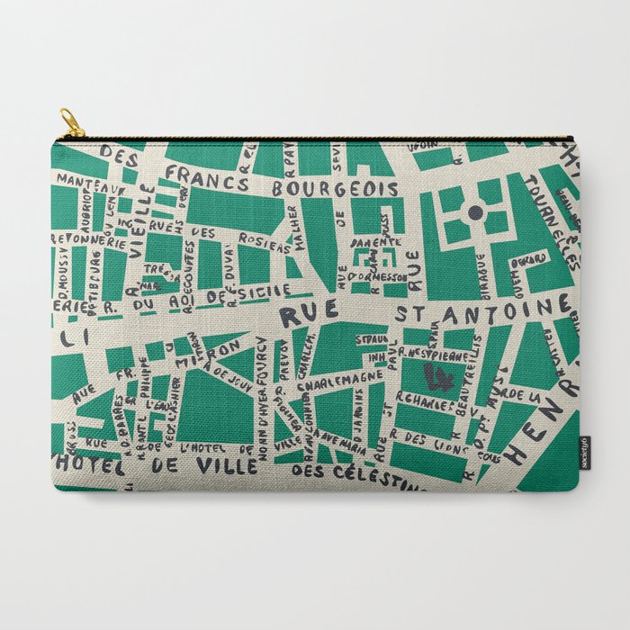 PARIS MAP GREEN Carry All Pouch Gallery Image 3