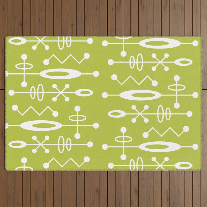 Mid Century Modern Radioactive Surfer 251 Chartreuse Outdoor Rug Gallery Image 3