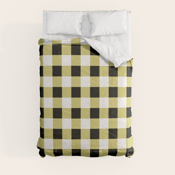 Gingham Large Yellow Black White Comforter Gallery Image 3