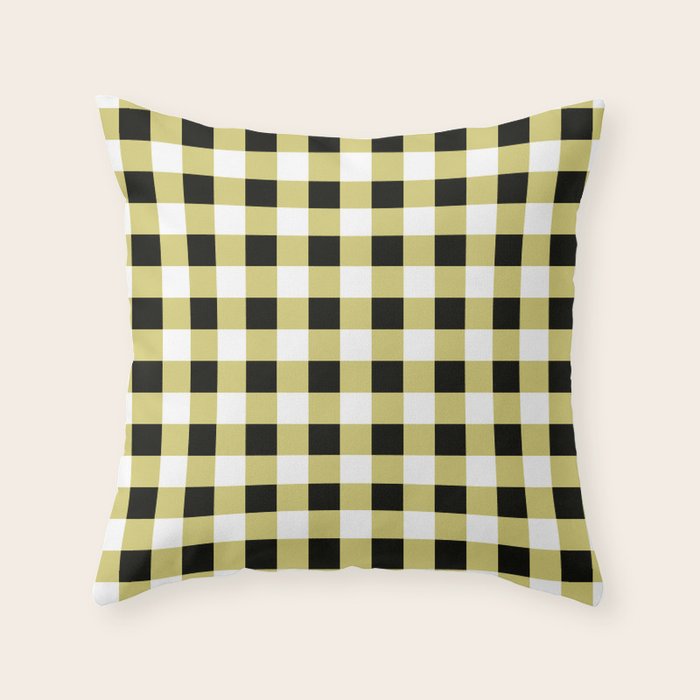 Gingham Large Yellow Black White Throw Pillow Gallery Image 6