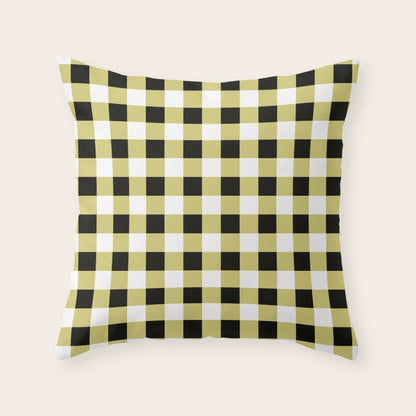 Gingham Large Yellow Black White Throw Pillow Gallery Image 6