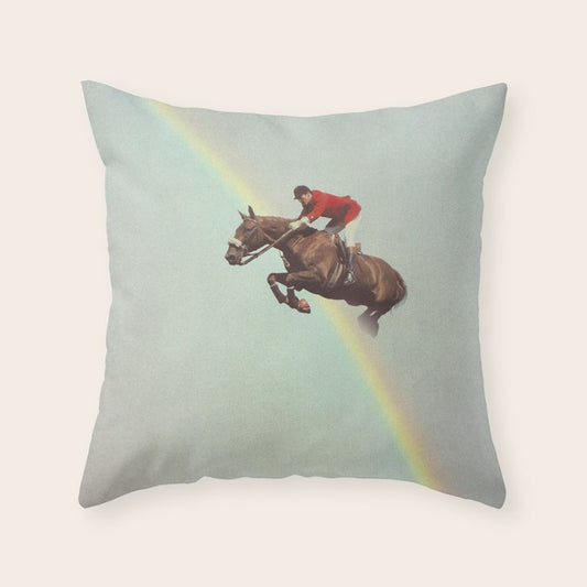 Horse over rainbow Throw Pillow Gallery Image 1