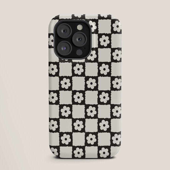 Retro Flower Checker in Black&White iPhone Case Gallery Image 19