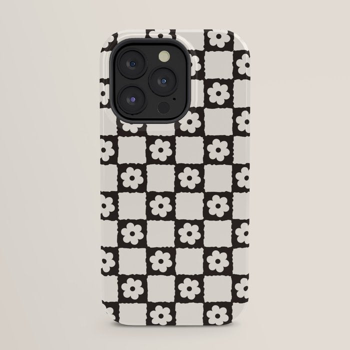 Retro Flower Checker in Black&White iPhone Case Gallery Image 31