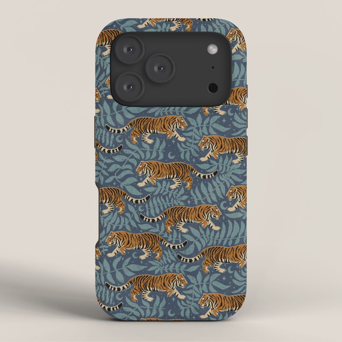 Tigers - dusky blue iPhone Case Gallery Image 3