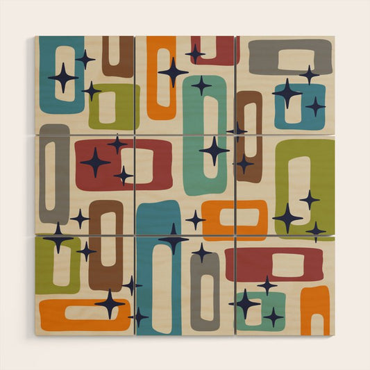 Retro Mid Century Modern Abstract Pattern 224 Atomic Googie Wood Wall Art Gallery Image 1