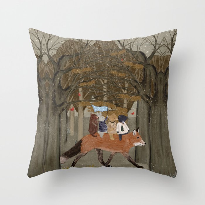 the amber fox Throw Pillow Gallery Image 3