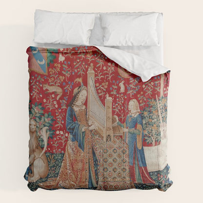Lady and Unicorn Medieval Tapestry Hearing Comforter Gallery Image 7