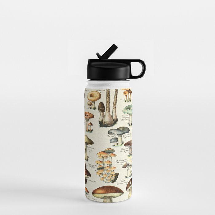Vintage Mushroom & Fungi Chart by Adolphe Millot Water Bottle Gallery Image 1