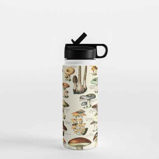 Vintage Mushroom & Fungi Chart by Adolphe Millot Water Bottle Gallery Image 1